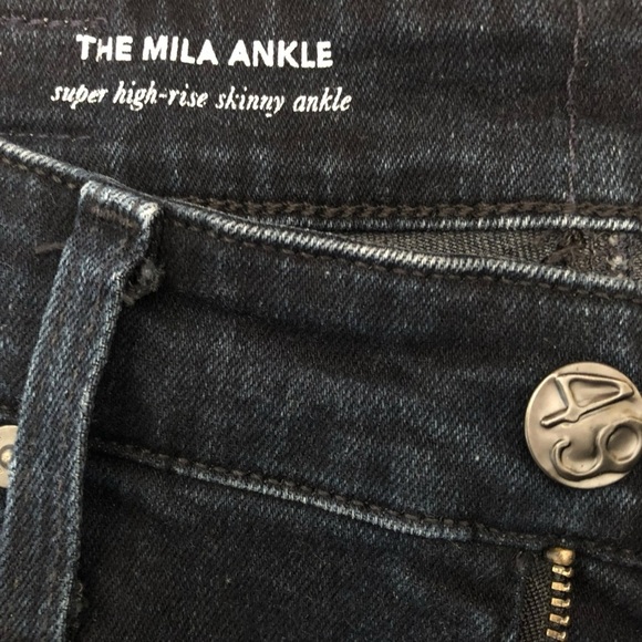 AG The Mila Ankle Sz 27 Super High Rise Skinny Frayed Crop Hem Dark Indigo Wash - Picture 7 of 16